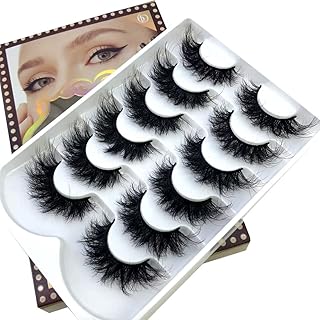HBZGTLAD 6 Pairs False Eyelashes Cat-Eye Fluffy Faux Mink Lashes 8D Wispy Lashes Dramatic Long Thick Volume Fake Eye Lash(SR-01ï¼‰