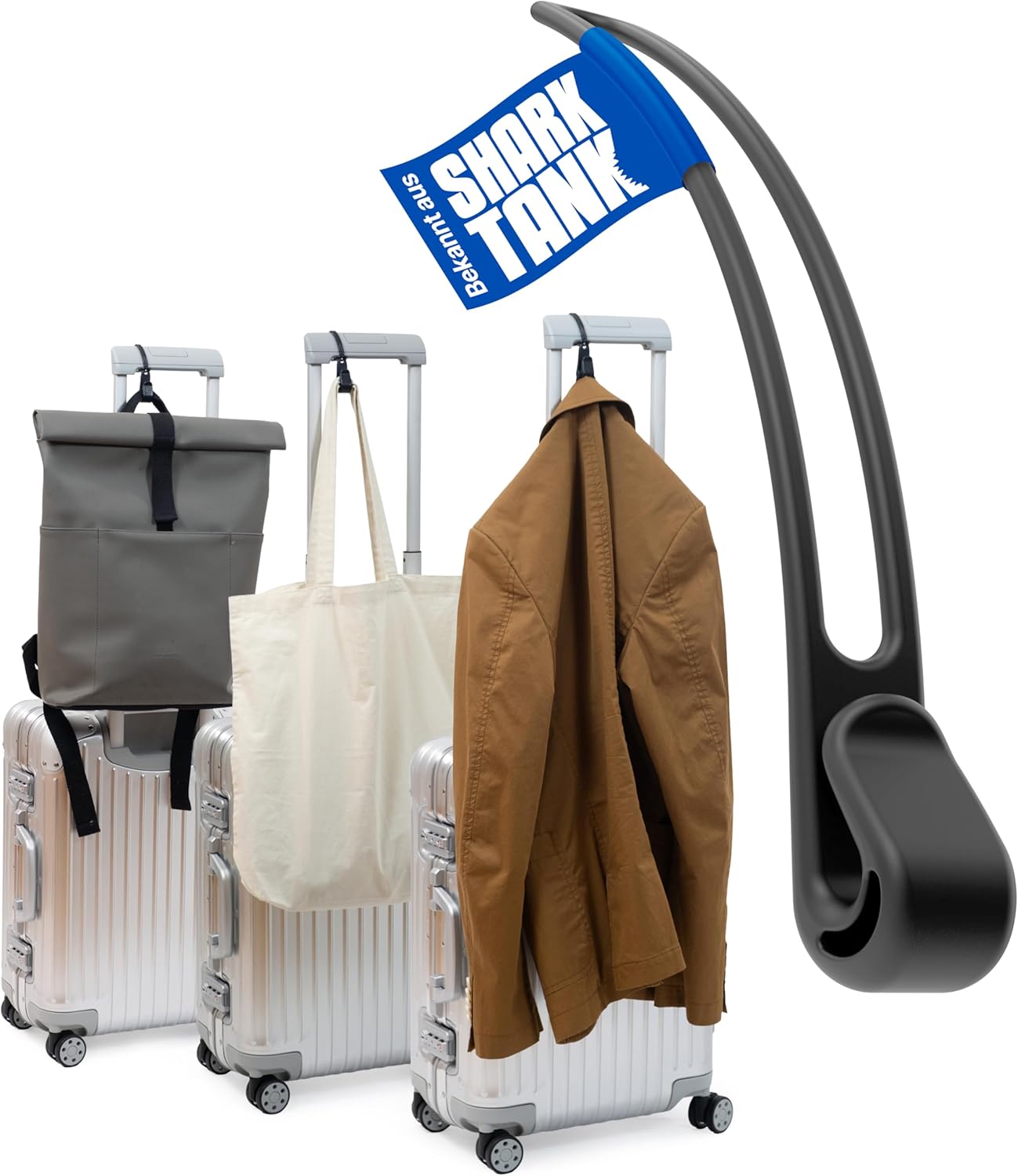 Suitcase Hook for Jacket & Bag (1 Piece) – The Useful Travel Gadget Holds Travel Items up to 10 kg, Travel Gift for Travel Lovers and Flight Attendants, 1 x Travel Hook, Black