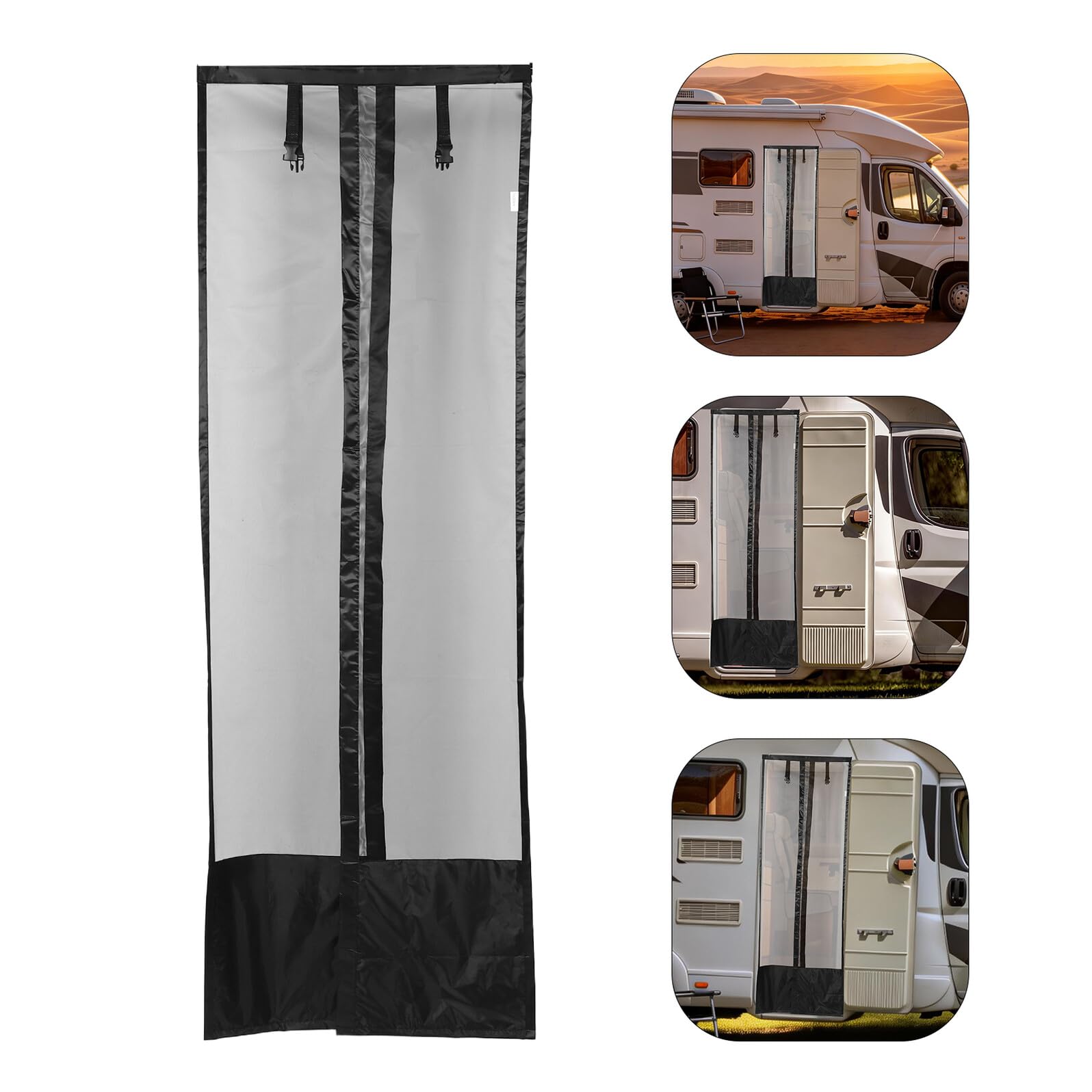 Rideau Occultant pour Porte de Camping-Car 79x28 Pouces Noir