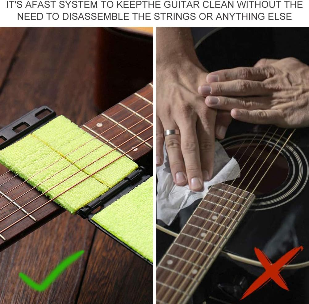 Guitar Fretboard Cleaner, Guitar String Cleaner, Guitar String Scrubber, Fingerboard Cleaning Cloth, Guitar Bass String Scrubber, Cleaning Maintenance Care Kit for Guitar/Bass/Mandolin/Ukulele, 2pc : Musical Instruments