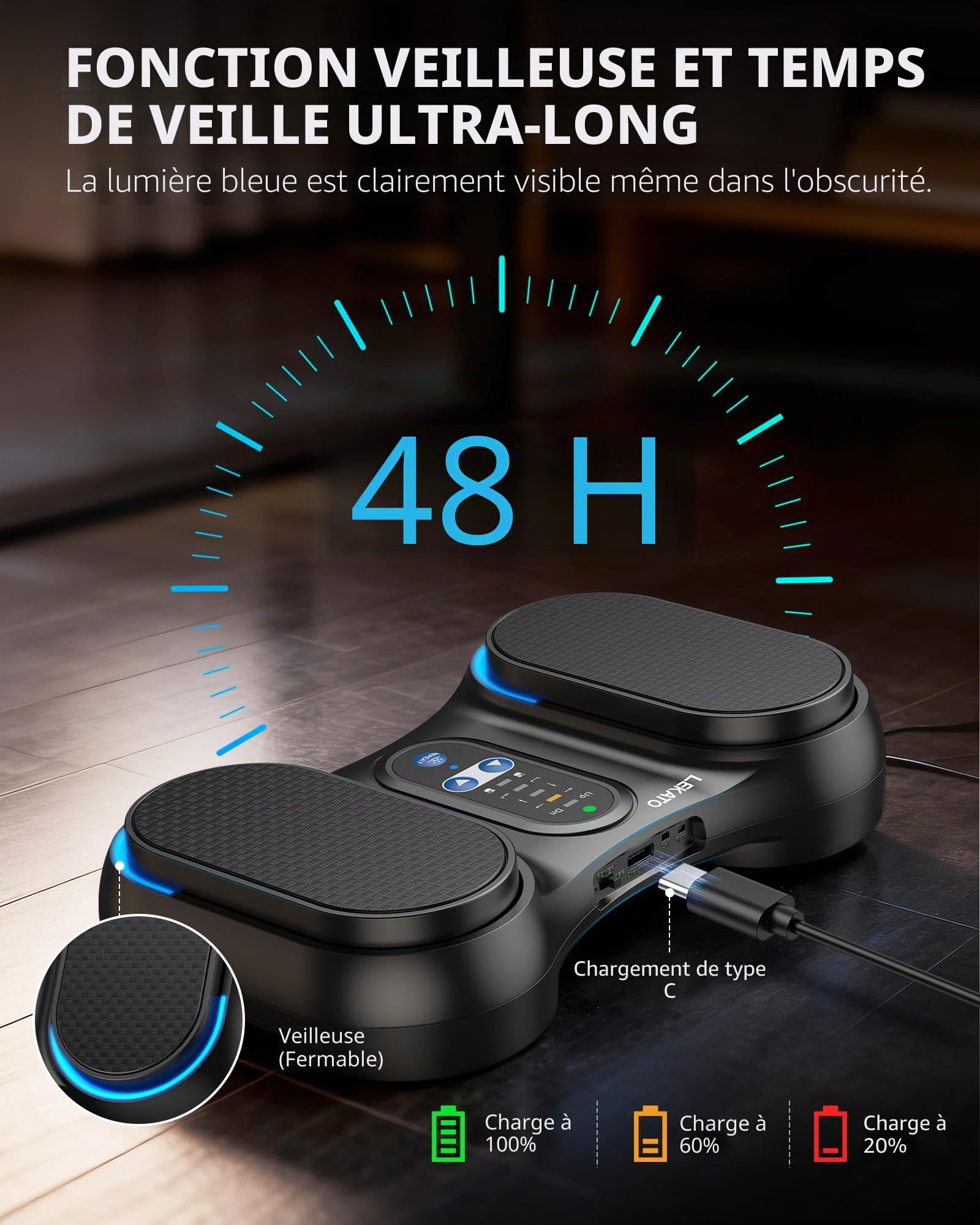 LEKATO Pédale de tournage de page Bluetooth sans fil rechargeable pour téléphone, tablette, pédale portable, compatible avec Android et iOS