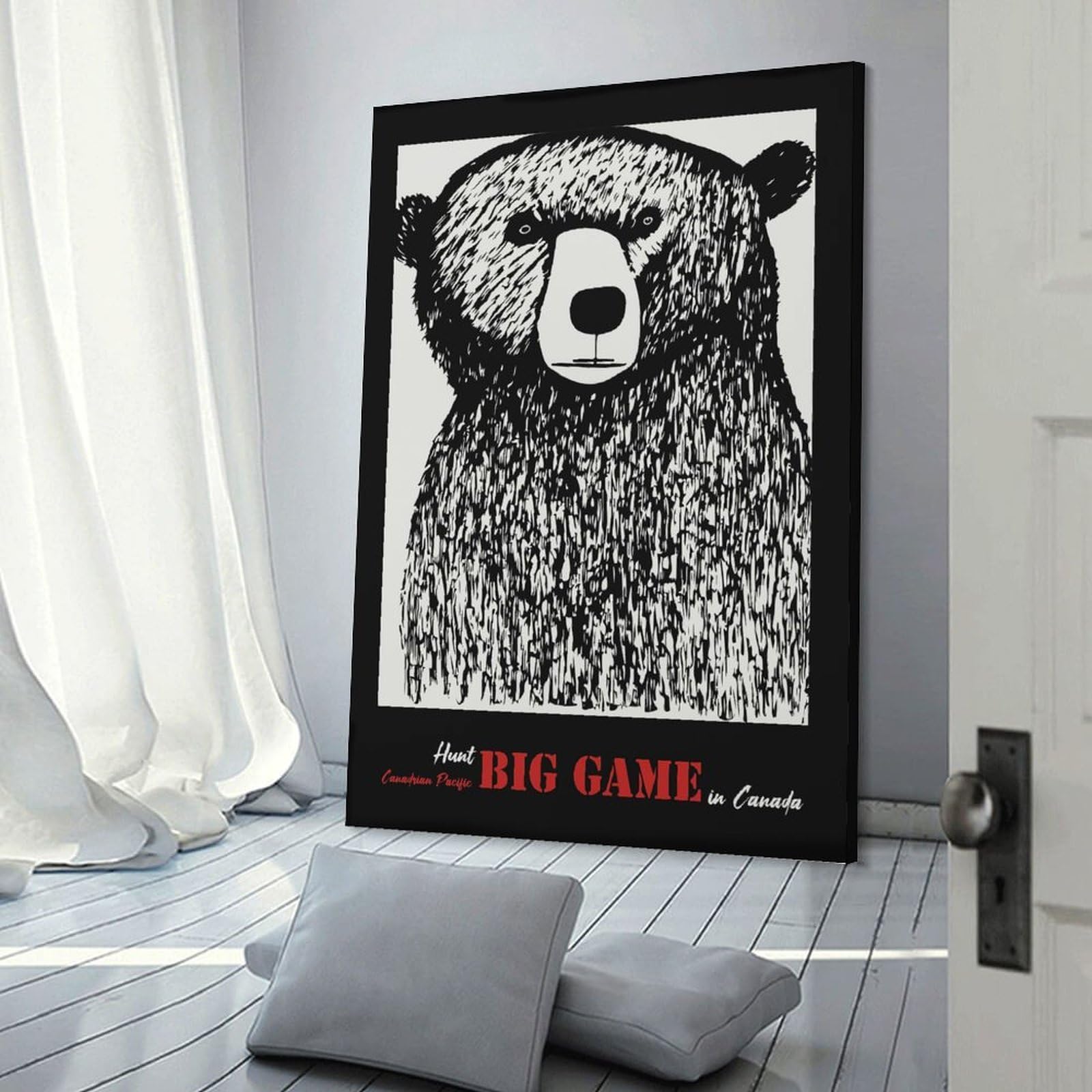 Junmoney Hunt Big Game Canada Canvas Wall Picture 24x36inch(60x90cm), for Living Spaces, Bedrooms Or Relaxed Rooms, Modern Wall Decor for Cosy Interiors