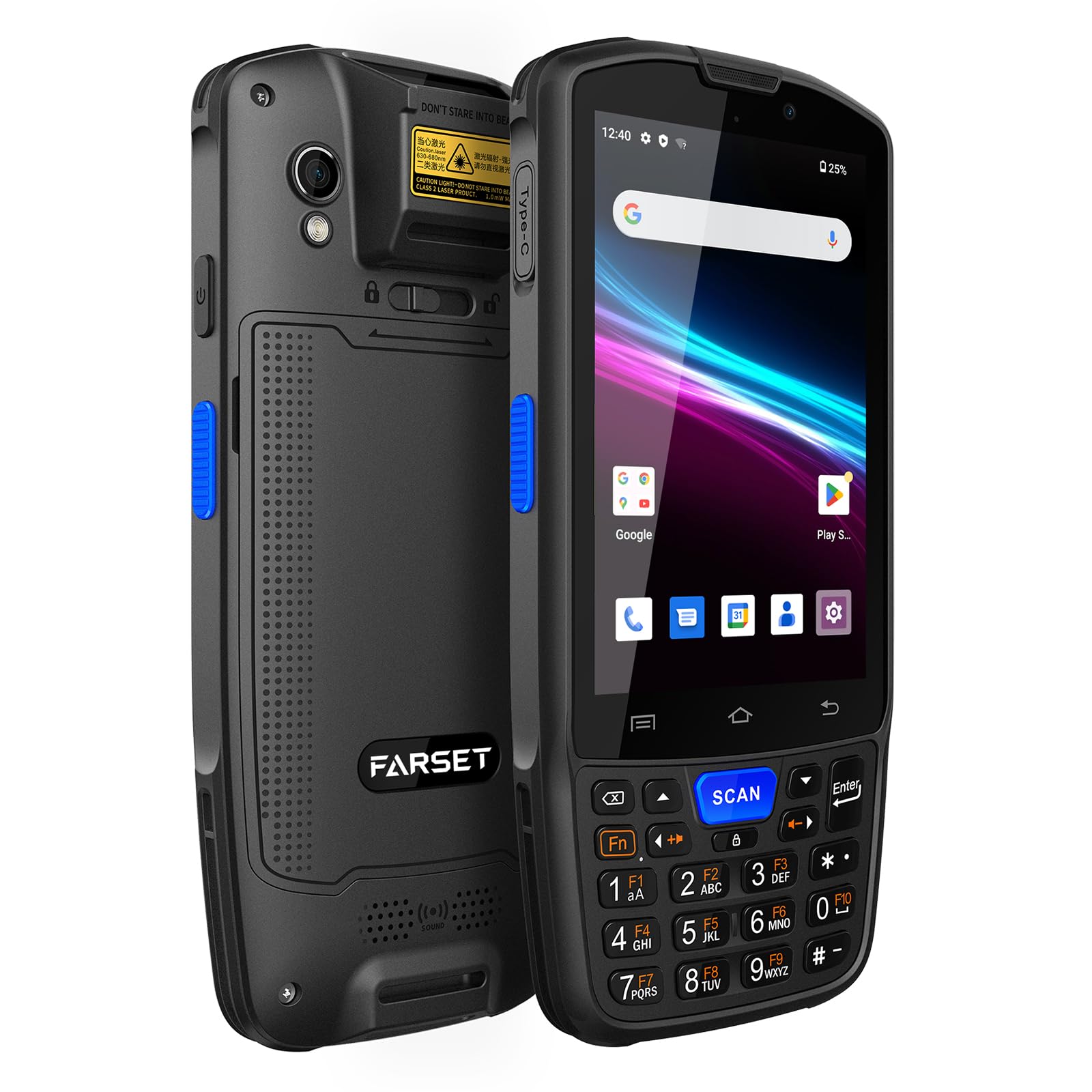 PDA con escáner de códigos de Barras Farset F7-WiFi, Android 14, Motor de escaneo 1D/2D/QR con Licencia Zebra SE6100, batería reemplazable de 5000 mAh, certificación IP67.