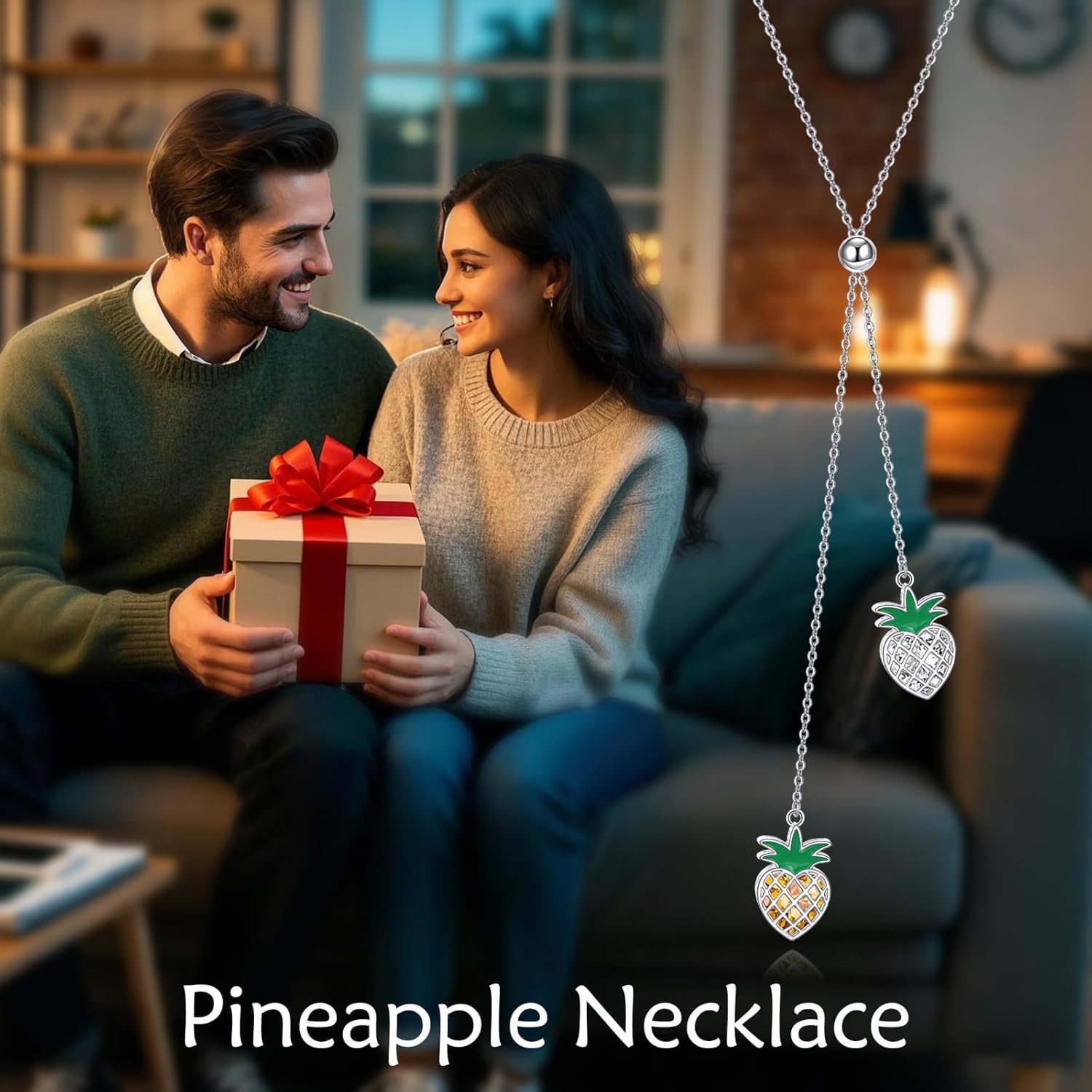 MONGAS Cherry Pineapple Necklace Sterling Silver Cherry Pineapple Pendant Necklace Tropical Fruit Jewelry for Women - Image 6