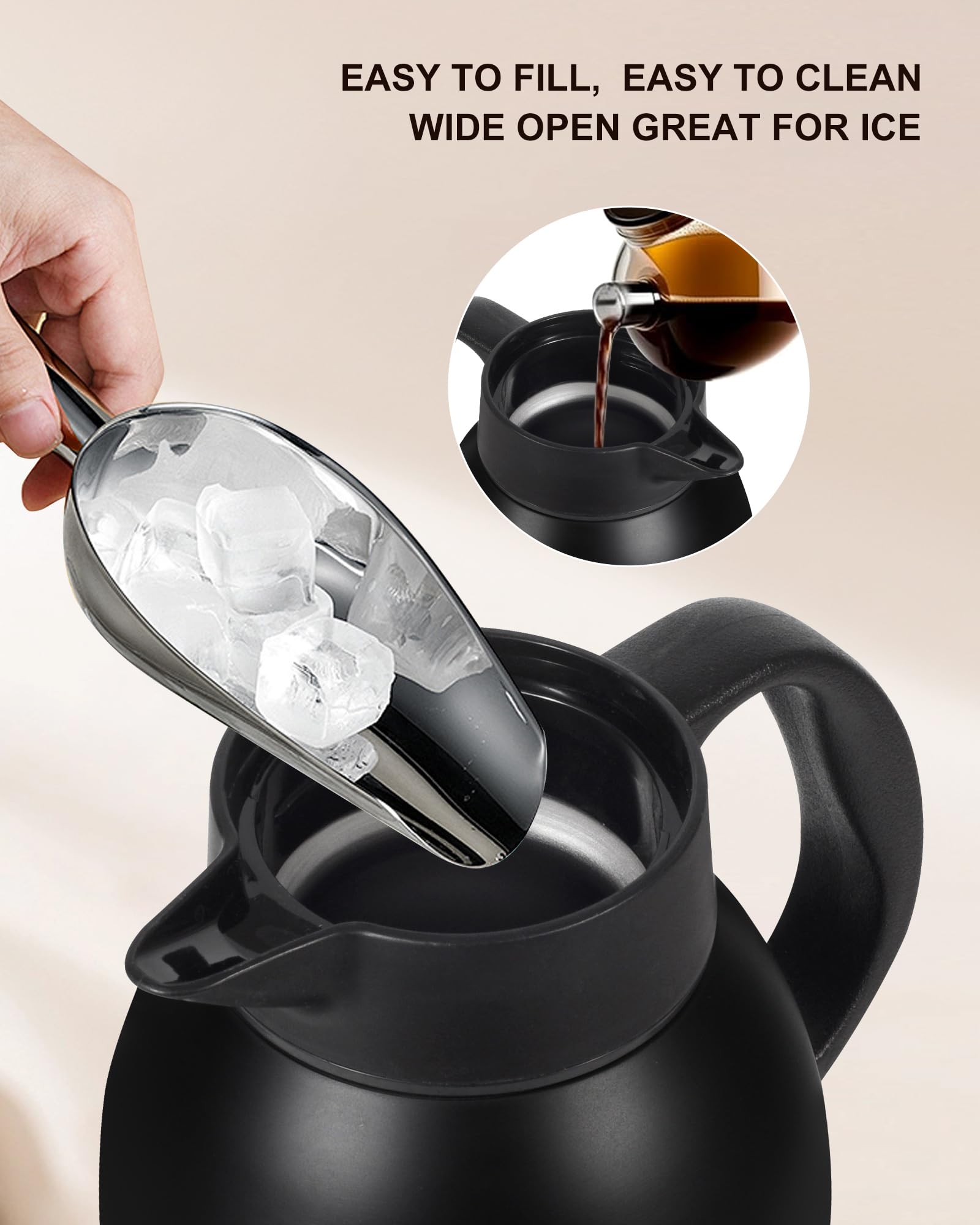 2 jarras térmicas de café de 3 l, hasta 24 horas de calor, aisladas de acero inoxidable para líquidos calientes, jarras de café para mantener el café caliente para fiestas, jarra de té grande (negro +
