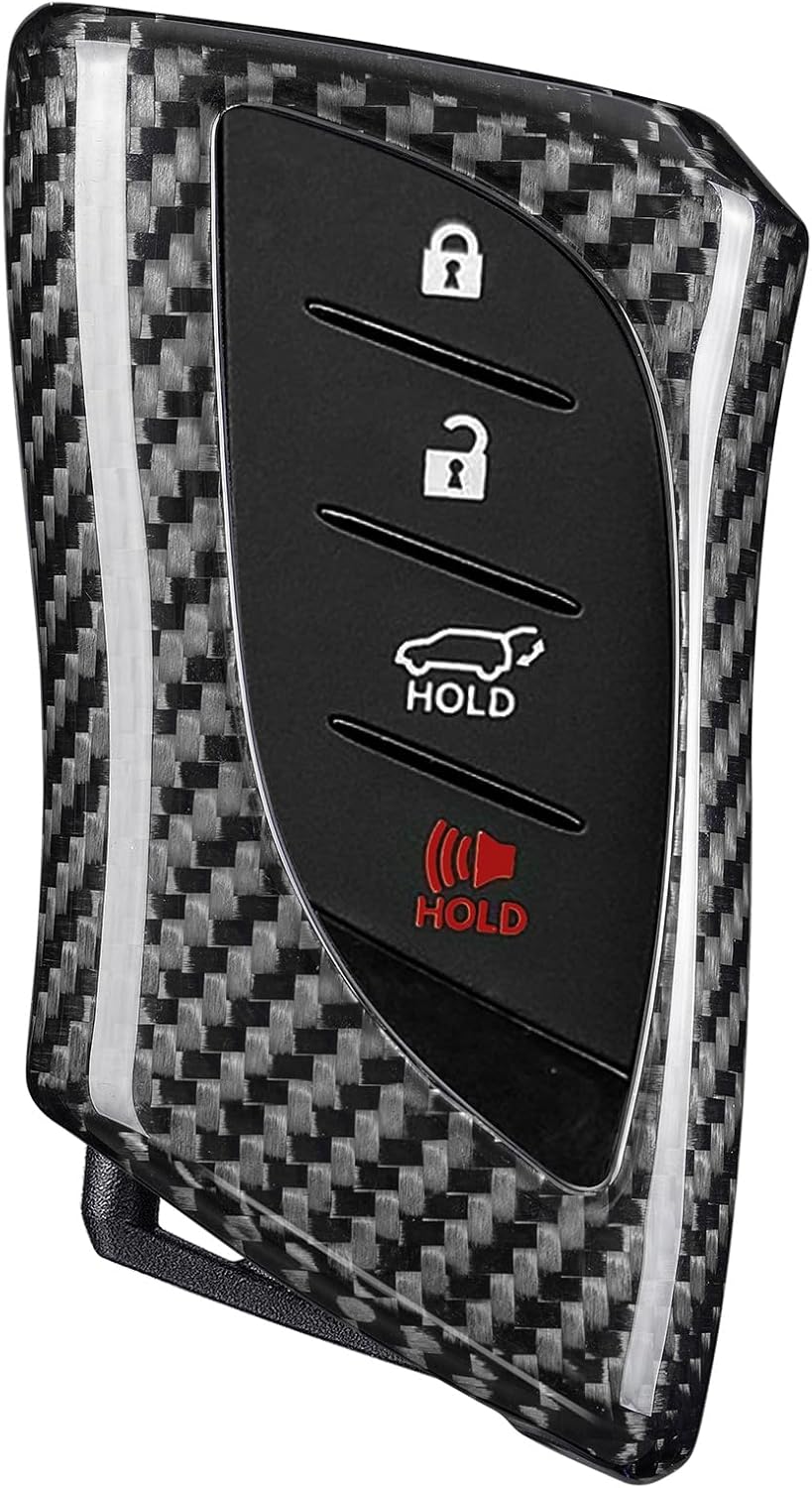 T-carbon Key Fob Cover Compatible with Lexus,Real Carbon Fiber Key Fob Protector Fits for Lexus GX LC LS RZ RX ES NX Remote Key Case(Silver Black)