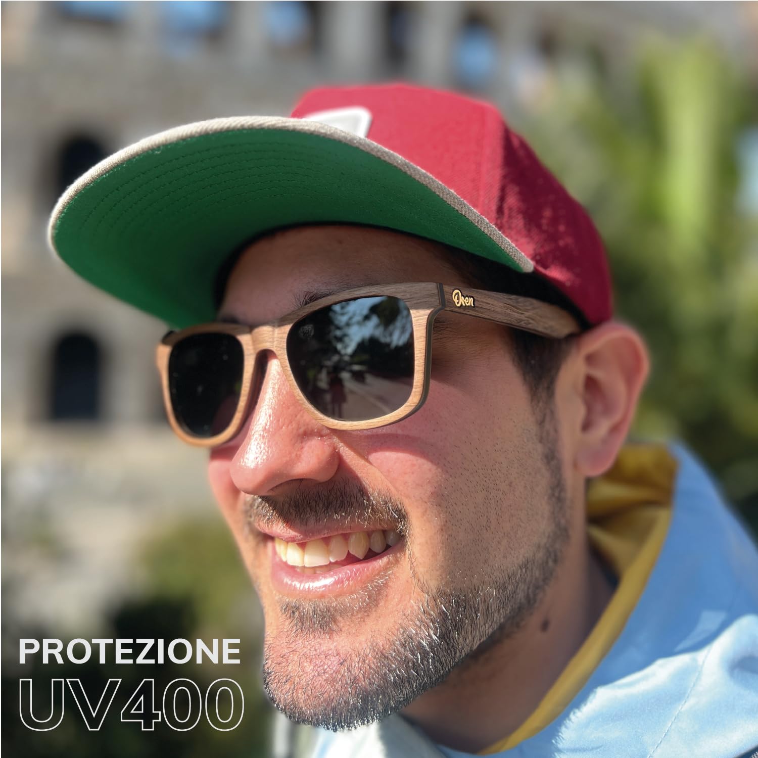 Oren Innovations - Occhiali da Sole Uomo Donna Polarizzati UV400, Galleggianti in Vero Legno Multistrato, Ultraleggeri con Cerniere a Molla, Ideali per Mare, Barca, Pesca, Kayak e Outdoor