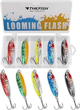THKFISH Fishing Lure Spoons Trout Spoons for Fishing Jigging with Hooks