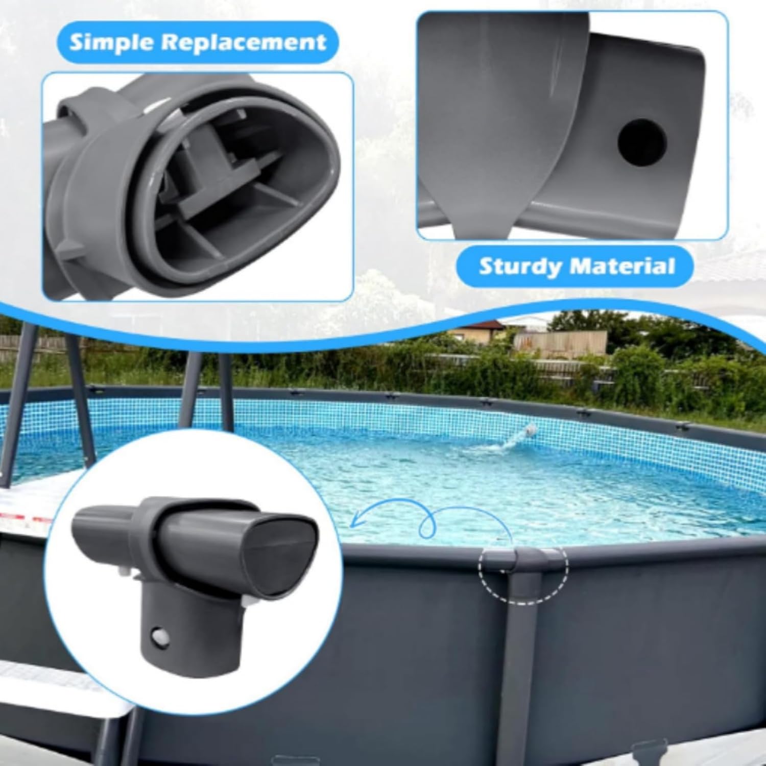 12427 T-Joint Leg & Beam for Intex Ultra Frame Pools | Replacement Part 12427A | D-Shape Cross Section | Fits 15'x48", 16'x48", 18'x52", 20'x52", 24'x52", 26'x52"
