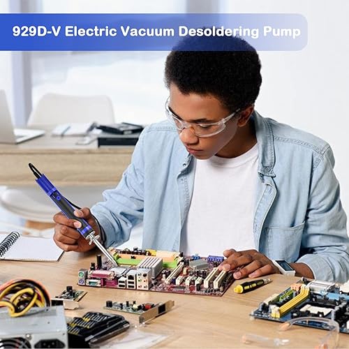 Miniatura 7 de K KERNOWO 929D-V - Soldador eléctrico de soldadura desoldadora – Herramienta de bomba desoldadora con boquillas de 0.039 in y 0.047 in, pistola