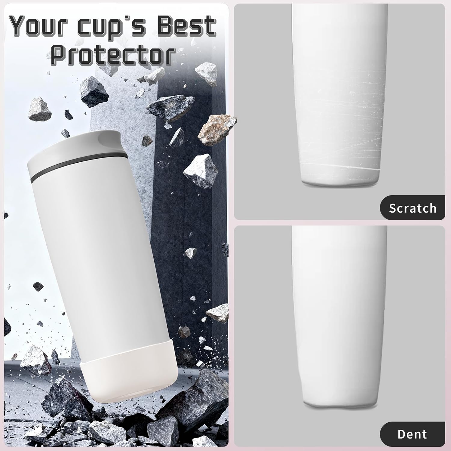 2Pcs Silicone Boot Compatible with Owala SmoothSip Slider 12oz 20oz & 12oz 24oz with Handle, Anti-Slip Protective Boot for Travel Coffee Mug, Prevents Scratches Coffee Tumbler Owalaa Accessories - Image 4