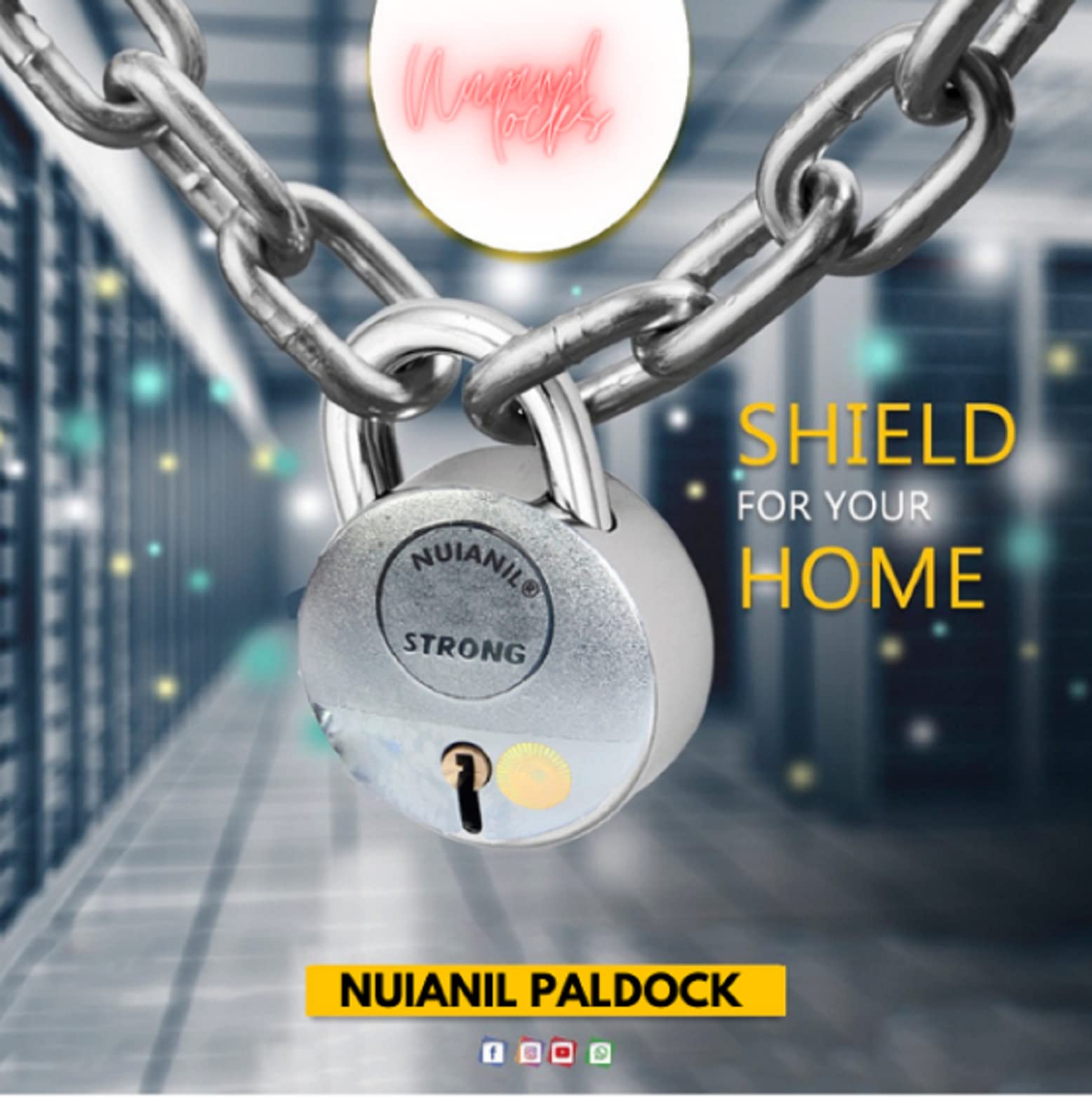 Steel keyed Padlock with 10 Original Keys “Pack of 1 with 10 Keychains”,Silver — Amazon image 2