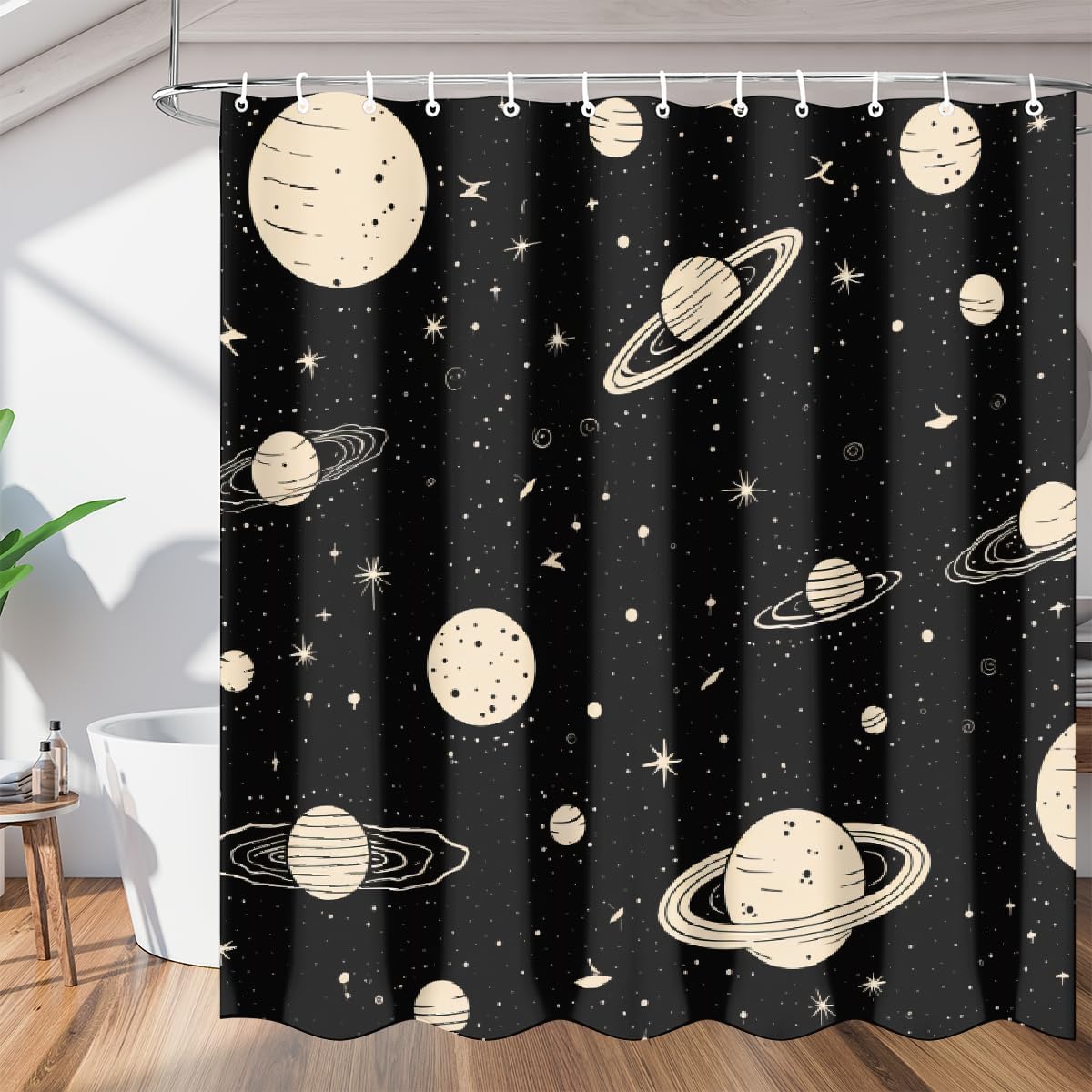 Rideau douche galaxie céleste 240x200 imperméable pour une salle de bain moderne