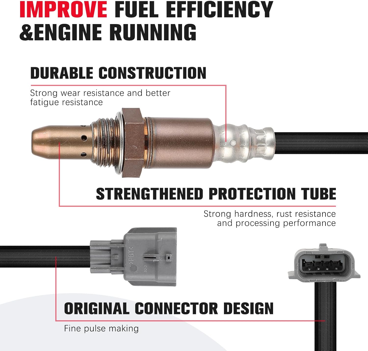 O2 Oxygen Sensor Upstream Fit for Nissan & for Infiniti Models - Altima, Frontier, Pathfinder, Rogue, Sentra, 370Z, Maxima, Q40, Q50, Q60, Q70, QX50, QX60, QX70, QX80-250-54105, 234-9148