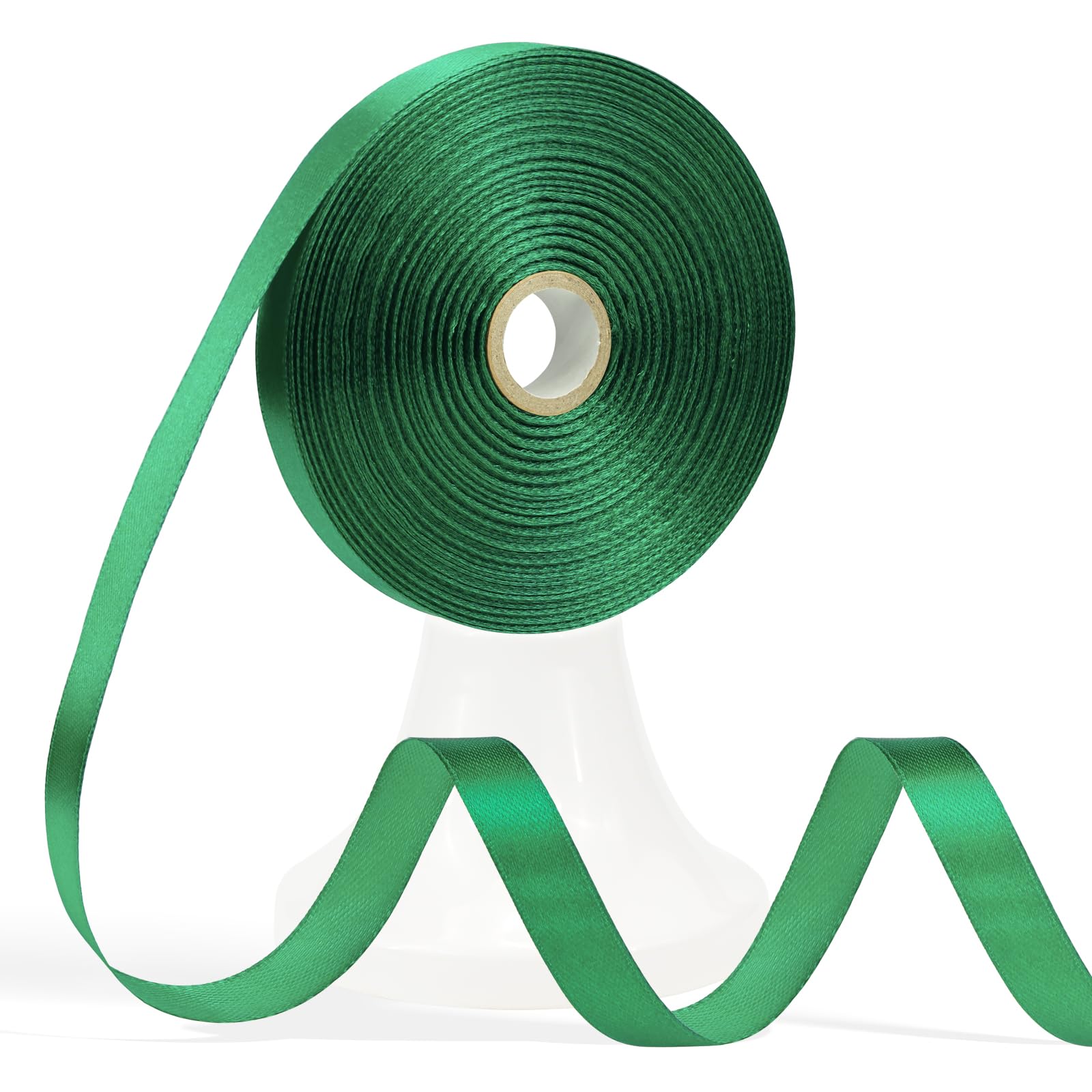 Apeseek 60 Yards Green Ribbon 1/2 Inch, Solid Green Satin Ribbon for Gift Wrapping, Crafts, Flower Bouquet, Wedding, Baby Shower, Festival, Christmas, Halloween