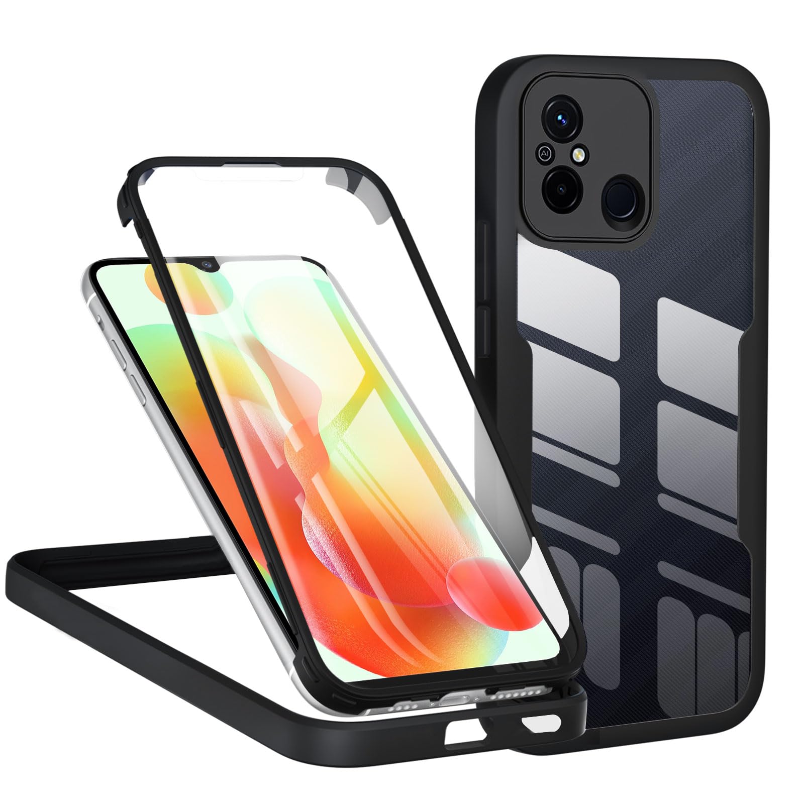 Custodia Xiaomi Redmi 12C/11A Trasparente Antiurto – Cover 360° Con Protezione Display – Verde