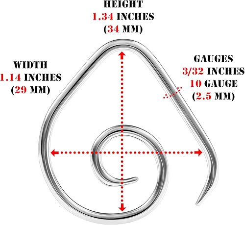 Miniatura 2 de 2 pares 316L de acero quirúrgico curvado expansor de perforación de joyería de estiramiento de oreja pendientes O-rings tapones lóbulo