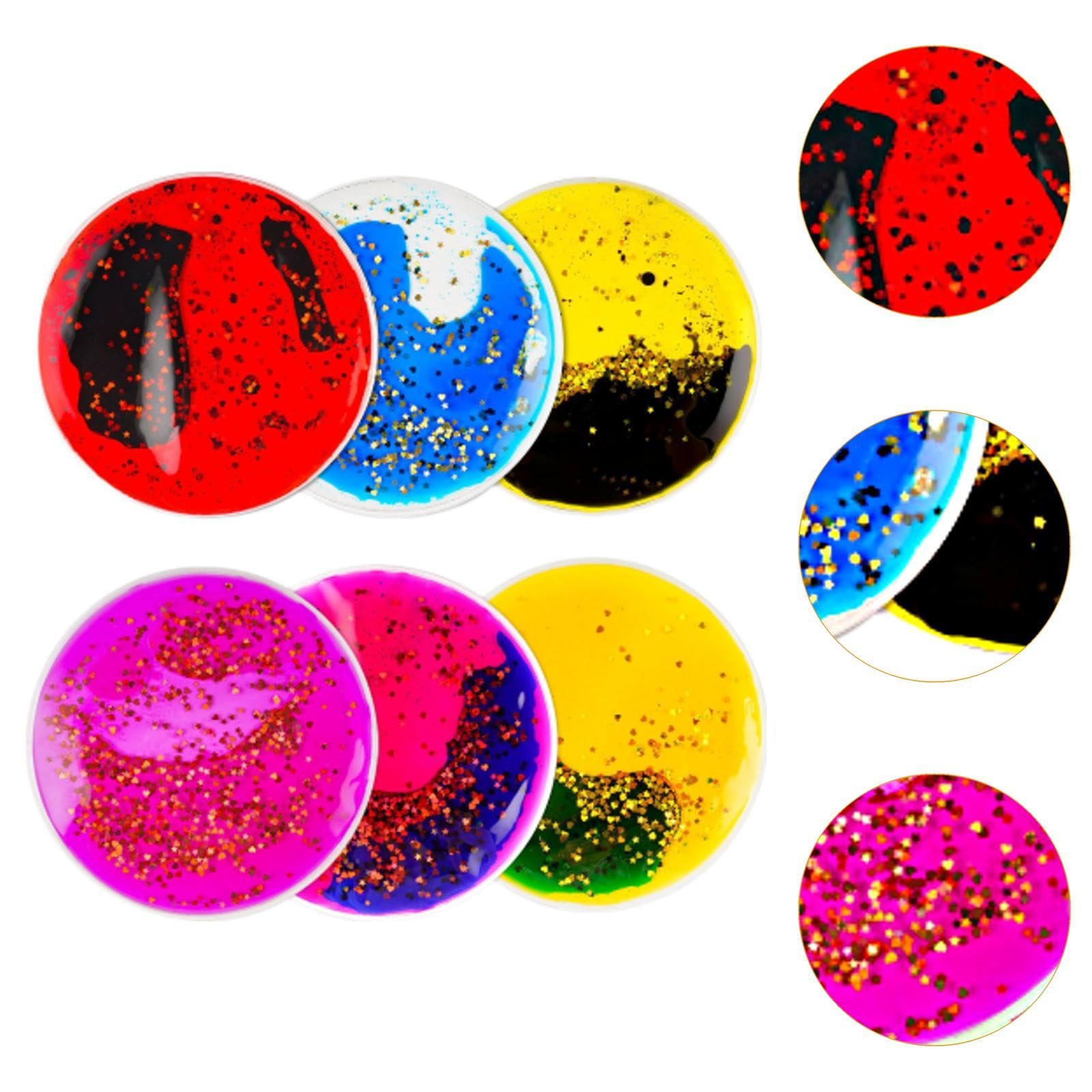 6 Stück Sensory Gel Liquid Spielzeug für Kinder Und Jugendliche mit Fidget Funktion Flüssigkeitsbewegung Wasseraktivitätspad Sensorische Entwi, Kreis