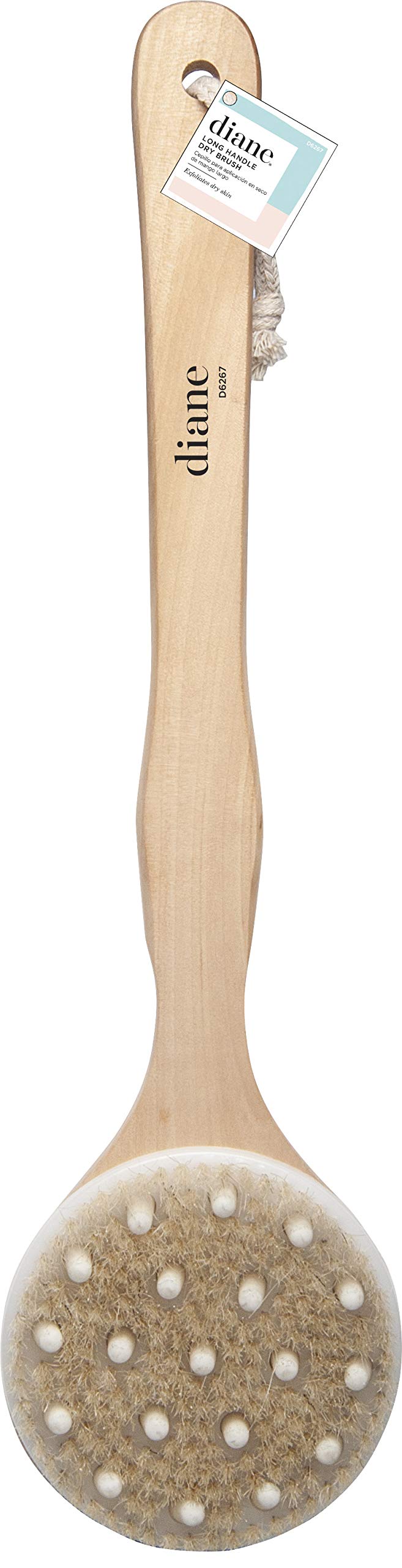 Diane Peelingbürste mit langem Griff, natürliche Holzfarbe