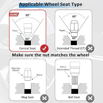 4-Piece M12x1.25 Alloy Steel Locking Wheel Nuts with 2 Keys