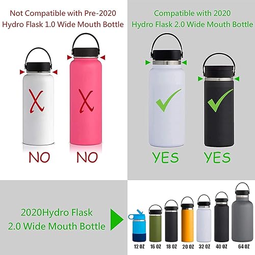 Miniatura 6 de FLYOGA Correa de mango de paracaídas 2.0 para Hydro Flask 2.0 de boca ancha para botellas de agua con nuevo soporte de anillo de seguridad, 12