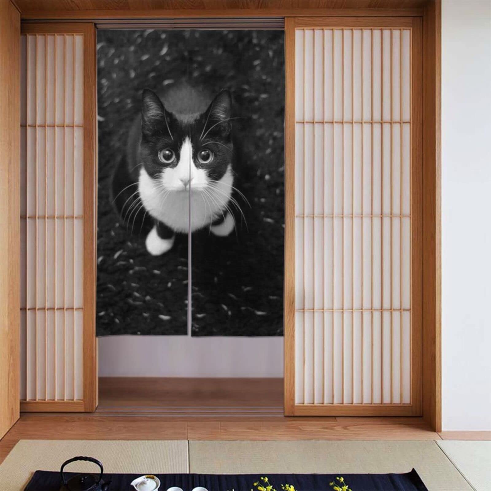 Amazon｜のれん 八割れ 猫 ハチワレ猫ちゃん ドアカーテン