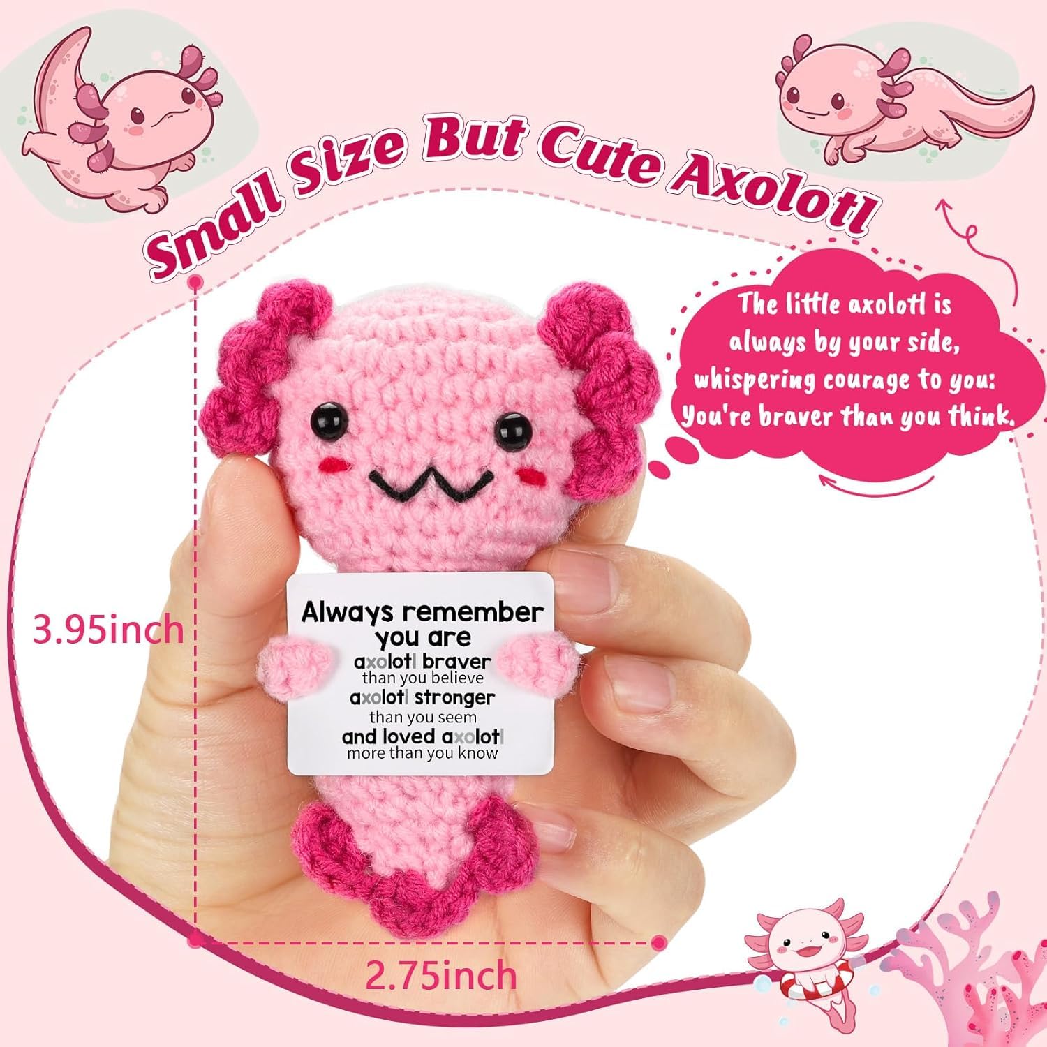 ALUNME Positive Axolotl Gifts, Emotional Support Crochet Plush Girls Gift Stuff - Image 2