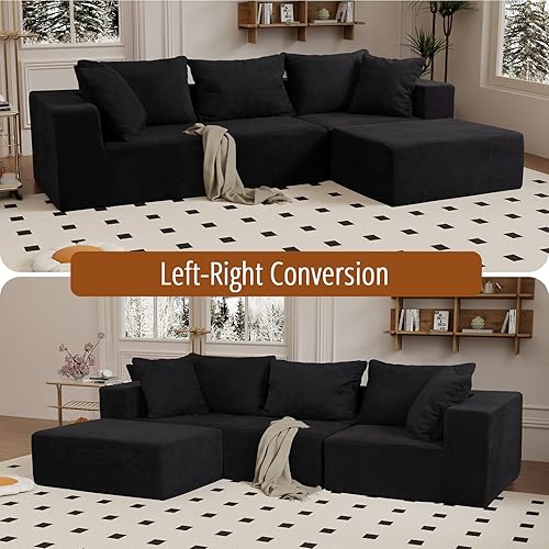 Miniatura 5 de Vamcheer Sofá modular modular con diván, moderno sofá de nube en forma de L con asiento profundo, sofás seccionales para sala de estar, dormitorio,