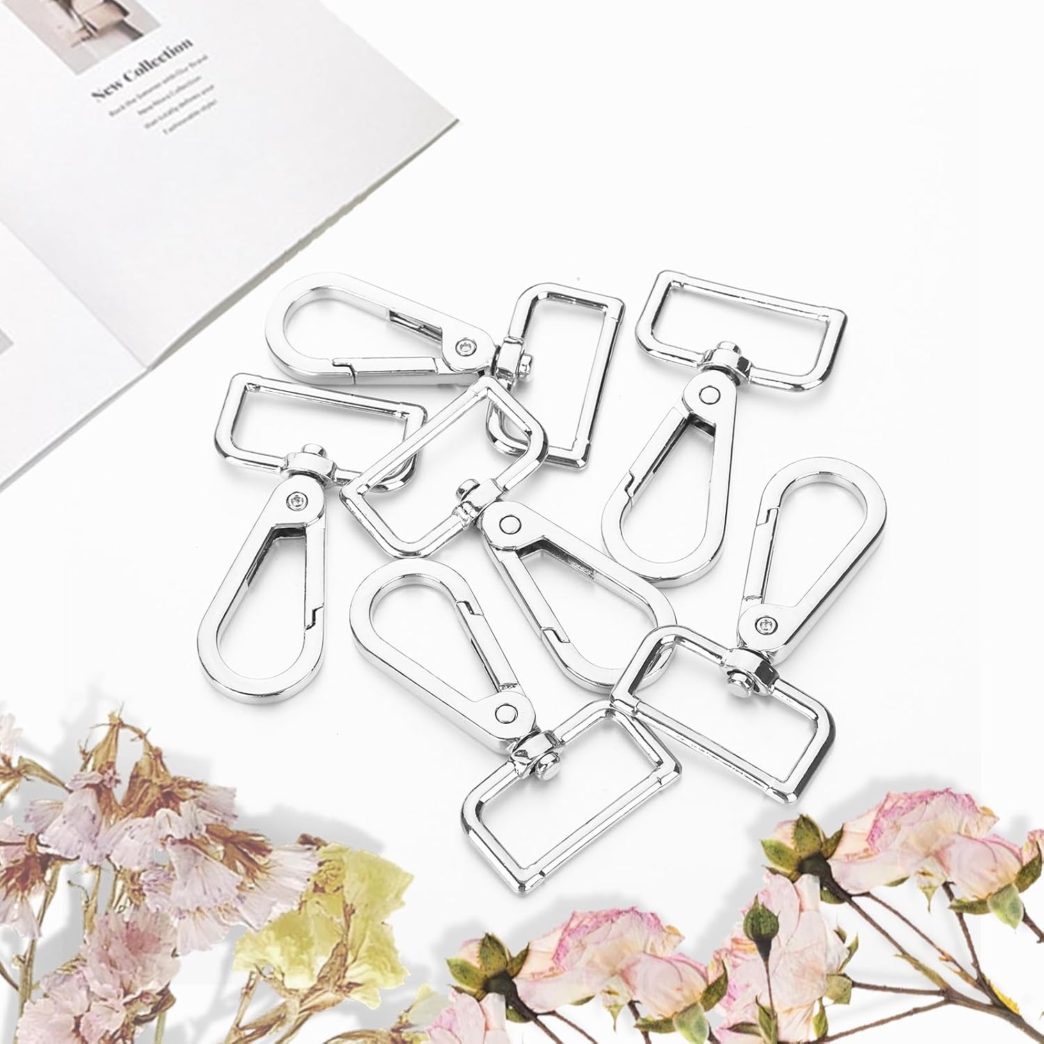 20 Pcs Metal D Ring Swivel Lobster Claw Clasp Hooks,Purse Hardware for Bag Making,Swivel Snap Hooks Strap Hardware Push Gate Trigger Clips for DIY Crafts Keychain Purse Handbag Making (Silver,1 Inch)