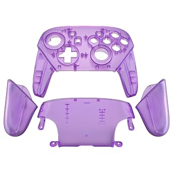 eXtremeRate Clear Atomic Purple Replacement Full Set Shell for Nintendo Switch & Switch Pro Controller - Console Controller NOT Included
