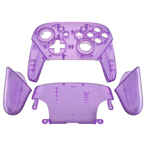 eXtremeRate Clear Atomic Purple Replacement Full Set Shell for Nintendo Switch & Switch Pro Controller - Console Controller NOT Included