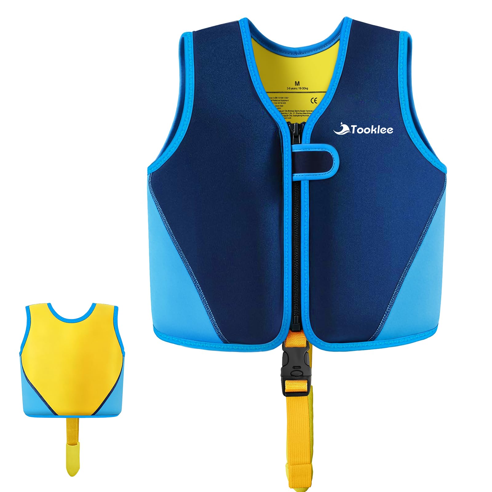 Chaleco de Natación para Niños, Sistema de Flotación Ajustable de 8 Paneles, Probado por TÜV, Neopreno Premium