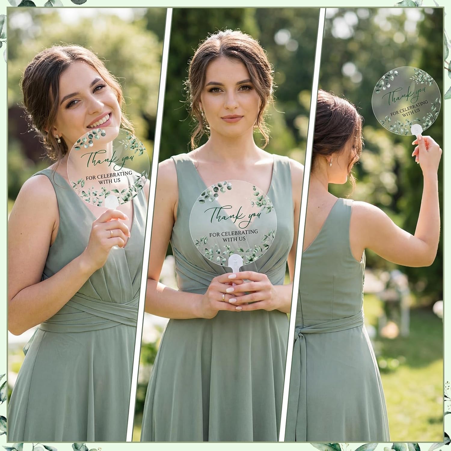Geelin 100 Pcs Wedding Fans Bulk Acrylic Bridal Shower Handheld Favor Fans for Guests Transparent Summer Wedding Bridesmaid Gift for Hot Outdoor Ceremony Baby Shower