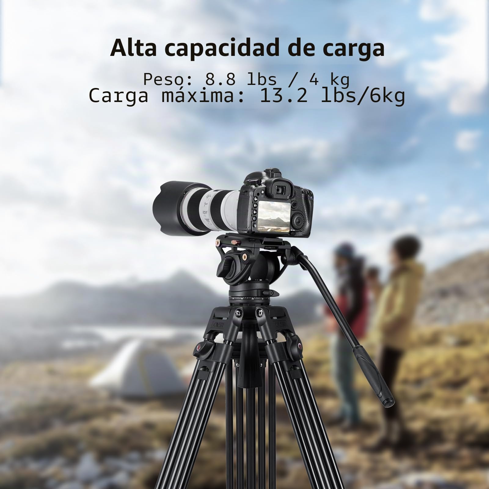 Cayer Sistema de trípode de Video, 72 Pulgadas BV30L-Camcorder Sistema de trípode Pierna de Aluminio, K3 Fluid Head, Carga máxima 13.2 LB, DSLR Shooting, Plus 1 Bonus Quick Release Plate