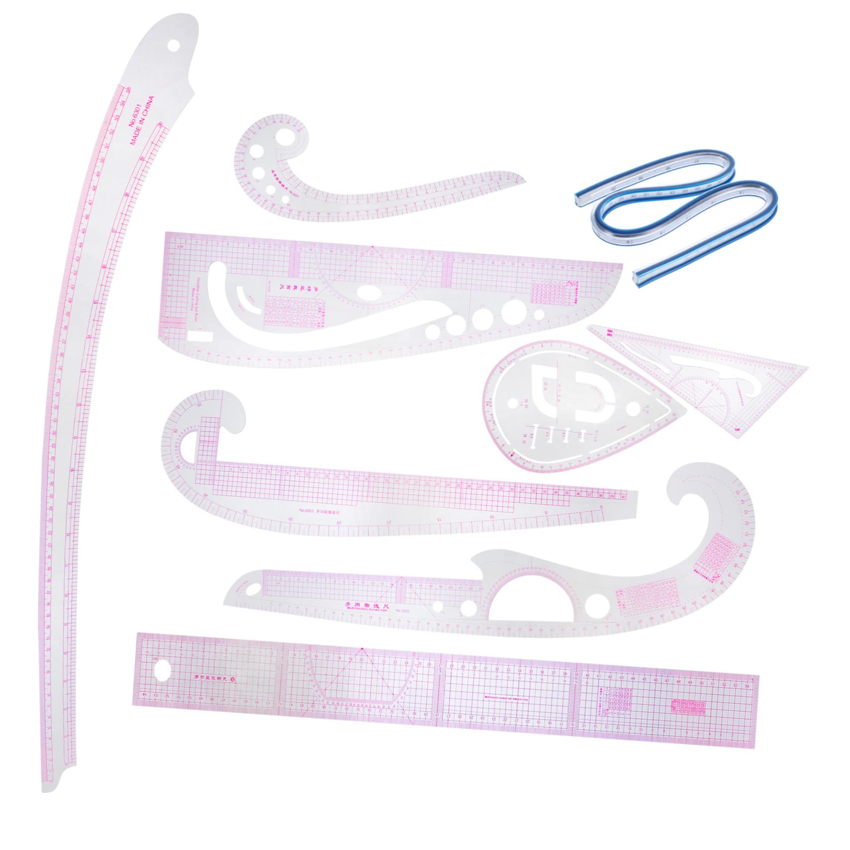 Juego de Reglas de Costura Profesional para Patrones, Corte Manual, Pvc | Incluye 1 Set, Escala Clara y Uso Sencillo, para Dibujo y Diseño de Prendas