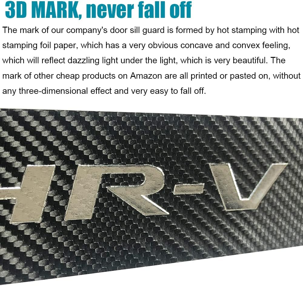 LEXLEY for 2023 2024 2025 2026 HRV HR-V Carbon Fiber Style Leather Door Sill Protector Anti-Dirty Scuff Plate Cover Guard Sills Protector Trim,Welcome Pedal Protect 4PCS -Sliver