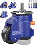 HOLKIE Leveling Stem Casters Set of 4 Heavy Duty with Ratchet Handle, 1/2" and M12 Screw Size Retractable Caster Wheels, Adjustable Casters for Workbench, Machine, Equipment, Total Capacity 1000KG