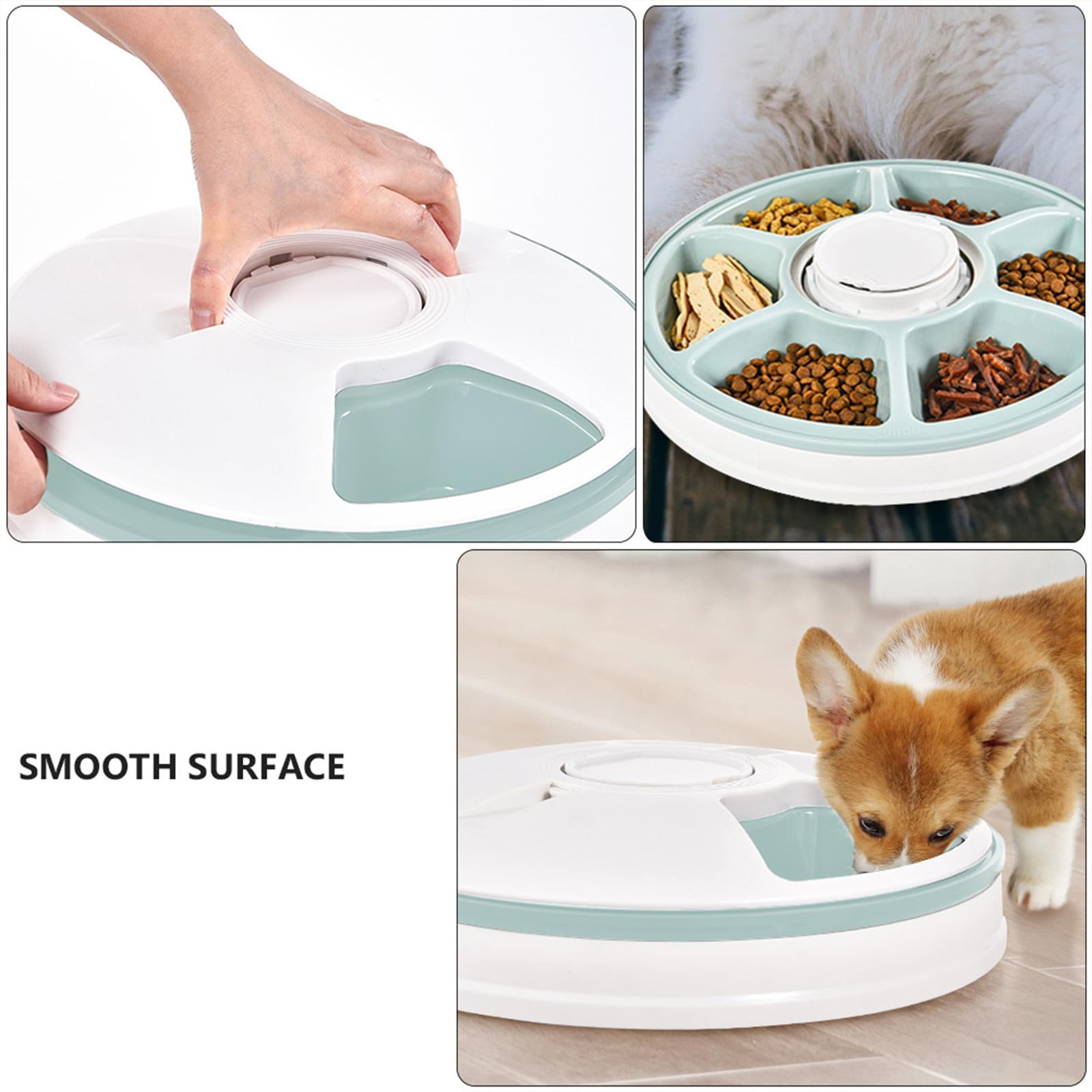 Comedero Automático para Perros Temporizador y 6 Comidas, Diseño Desmontable y Base Antideslizante, Adecuado para Colocar Esquina