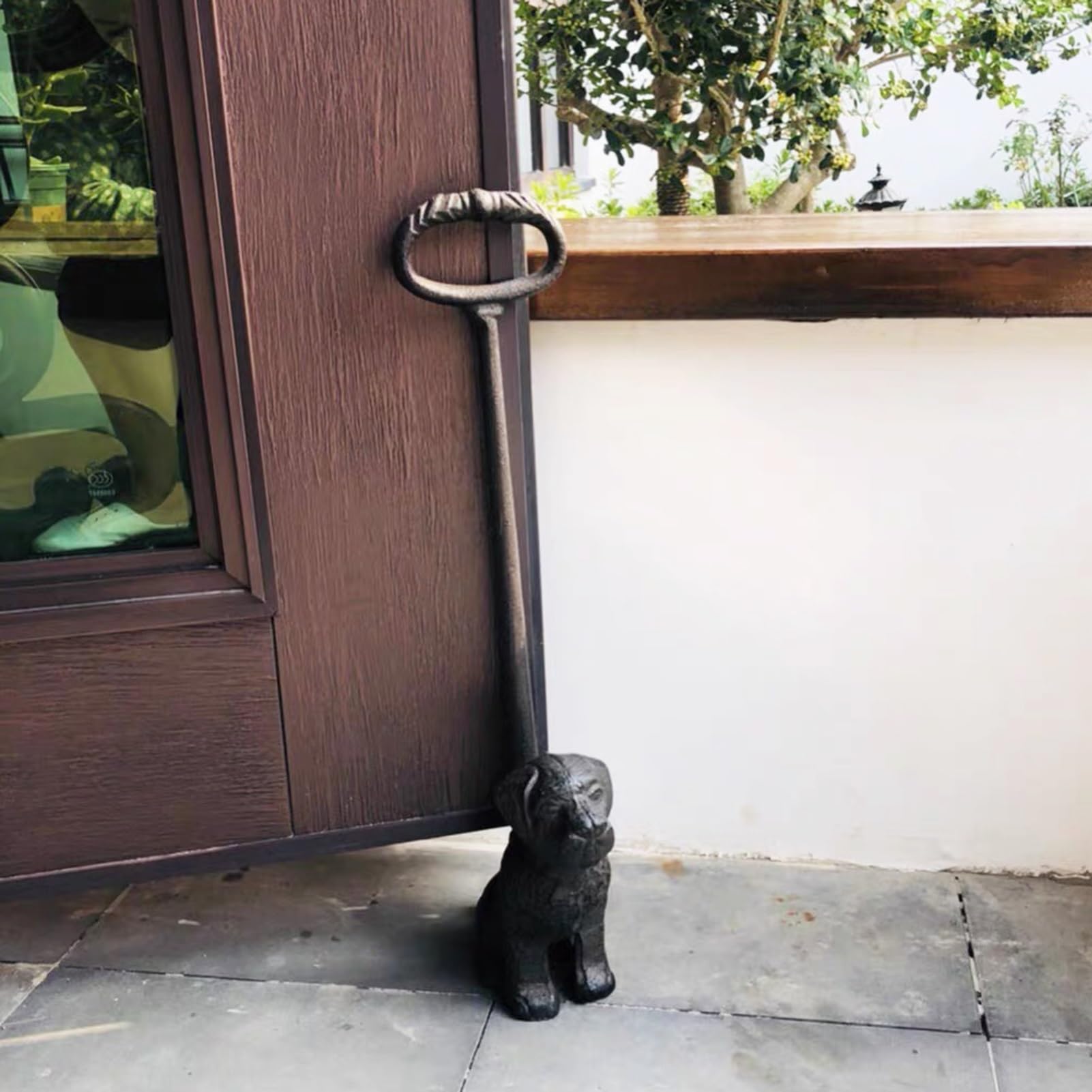 Tope de Puerta de Hierro Fundido 100% para Puertas Pesadas, 2,3Kg Tope De Puerta con Peso para Exteriores Patio Jardín Casa De Campo Altura 49,5cm