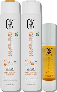GK Hair Global Keratin Moisturizing Shampoo And Conditioner 300ml With Argan Oil Serum 50ml For Color Protection Dry Frizz... Price In India