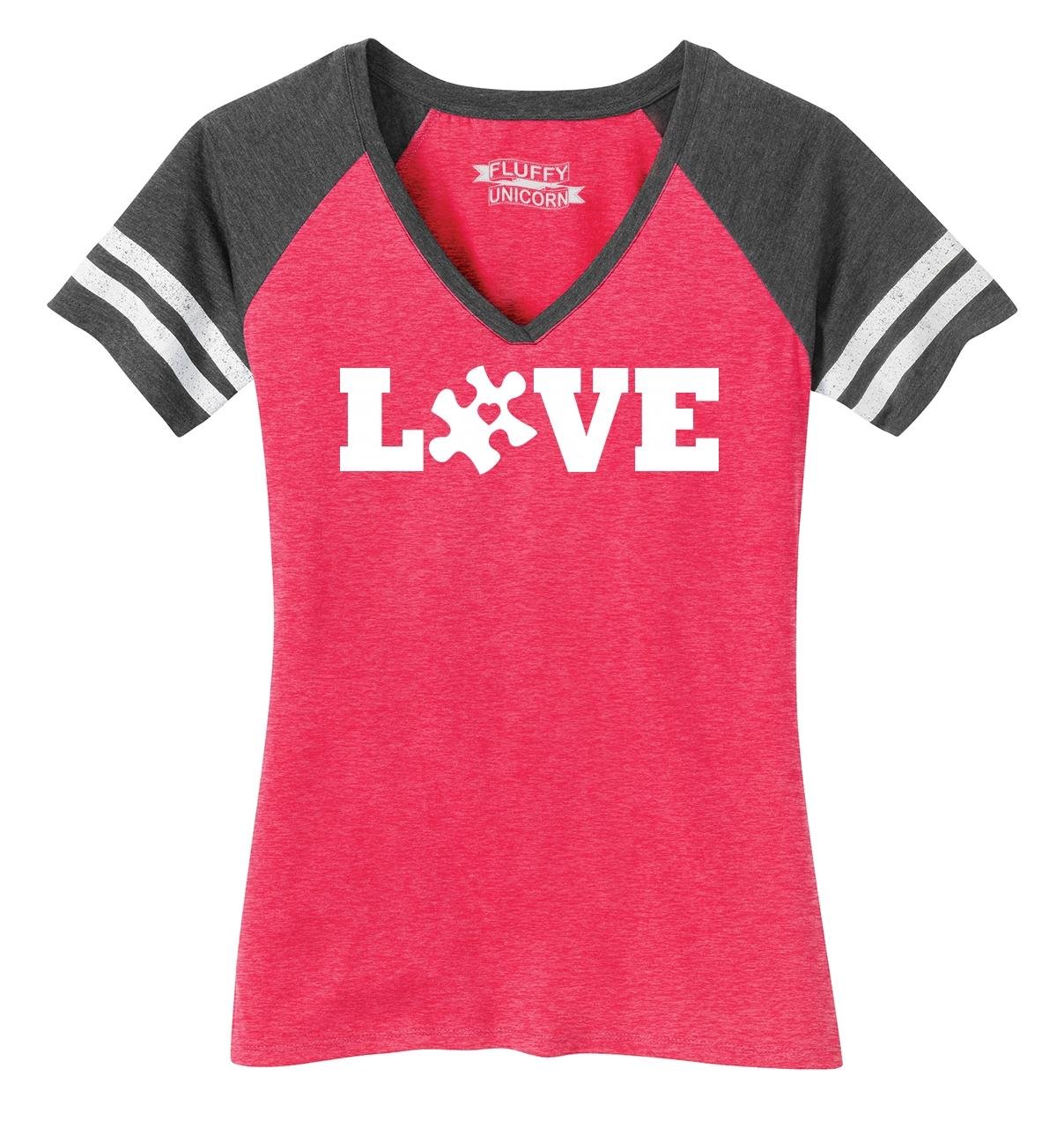 Comical Shirt Ladies Love Autism Awareness Tee Game V-Neck Tee