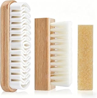 3Pcs Suede Shoe Brushes, Nubuck Cleaning Kit, Premium Shoe Cleaner Brush & Eraser Set for Suede Shoes Boots Bags, Gentle Shoe Care Cleaner Tools for Napped Leather & Nubuck Items