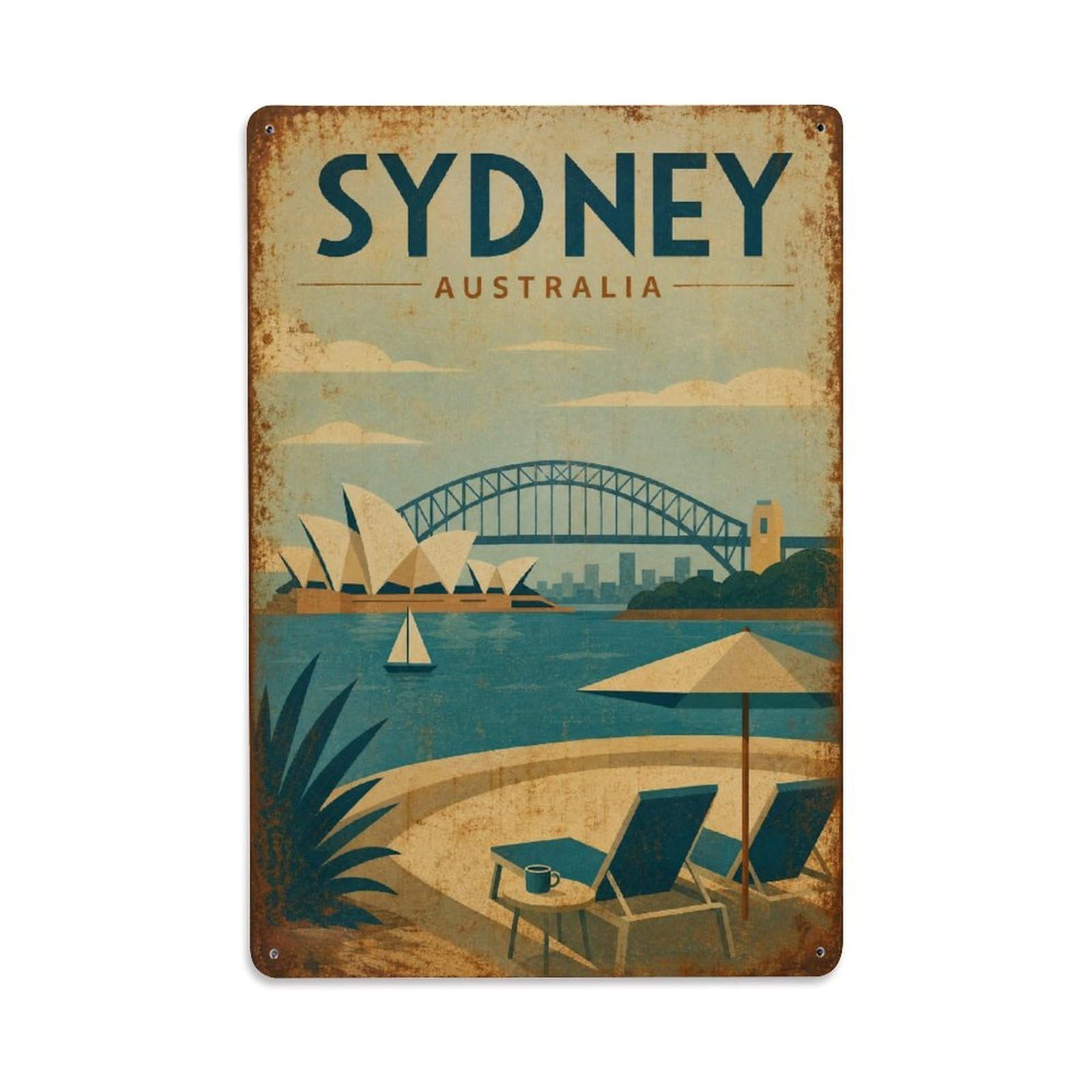 Sydney Australia City Coastal Getaway Travel Classic Metal Tin Sign