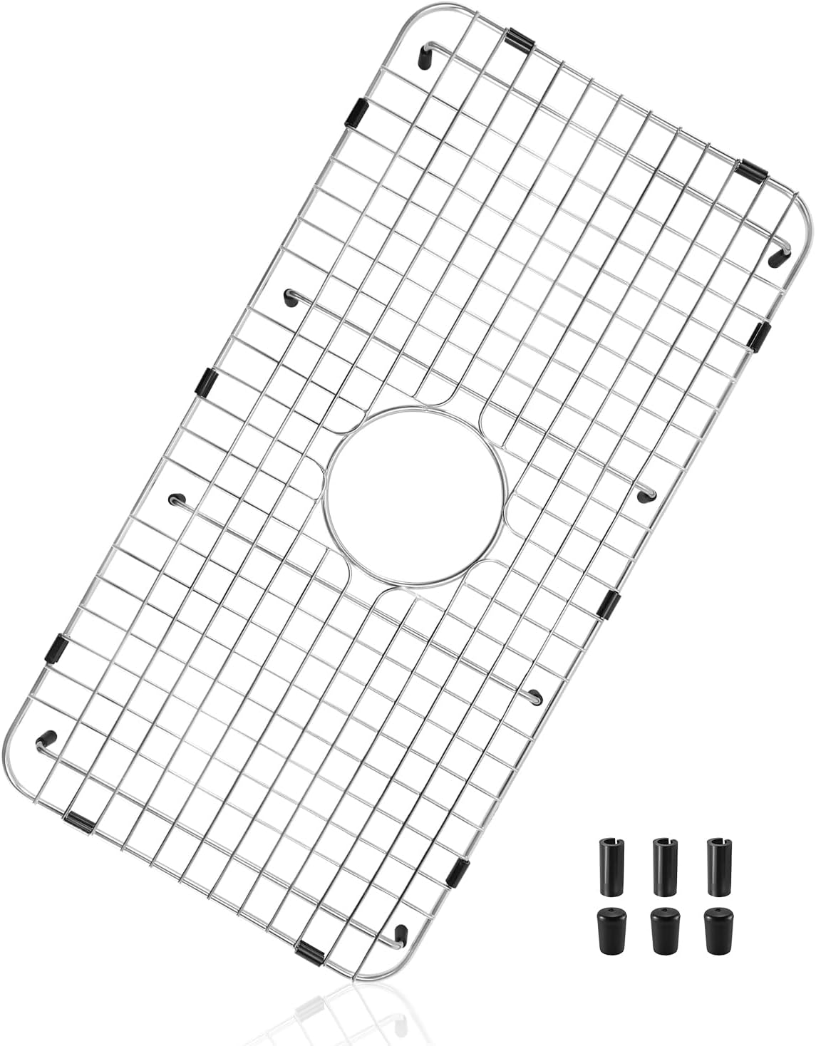Sink Bottom Grid 25-1/8" x 12-7/8", Centered Drain with Corner Radius 1-1/2", Sinks Grid Stainless Steel Sink Protector
