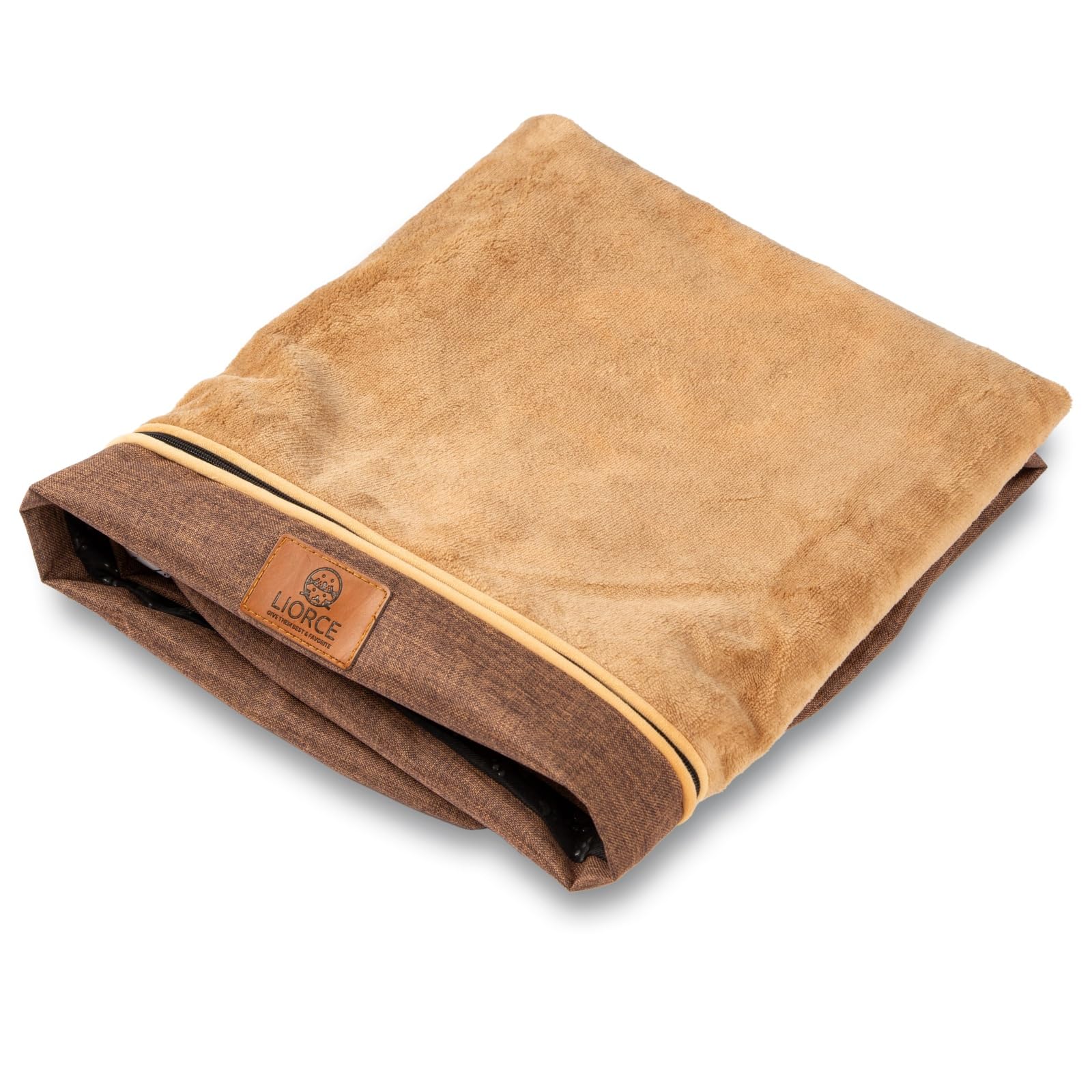 LIROCE Washable Dog Bed Cover Replacement, XL Wrap-Around Zipper Cover for Orthopedic Memory Faom Dog Bed (41x27x4 inches), Brown