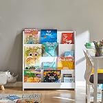 SoBuy Aide-mémoire pour enfants – Montessori Toddler Librairie & Étagère de livre pour bébés, étagères de livre de chambre de bébé & Organisateur de stockage de livres pour enfants, Bibliothèque Enfant Rangement Livre Blanc Bibliothèque, KMB32