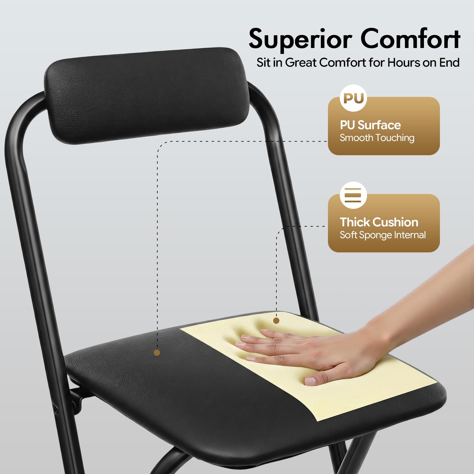 Tabouret Haut de Bar Pliant, Tabouret et Chaise de Bar Haute Pliante Pliable avec Dossier pour Exterieur Interieur Camping Jardin Balcon Salon/Assise Noire/Hauteur D'Assise 75CM