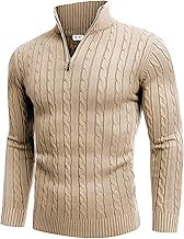 Men High Neck Zipper Full Sleeve Cable Knitted Winter Sweater,Cable Knit Sweater for Men