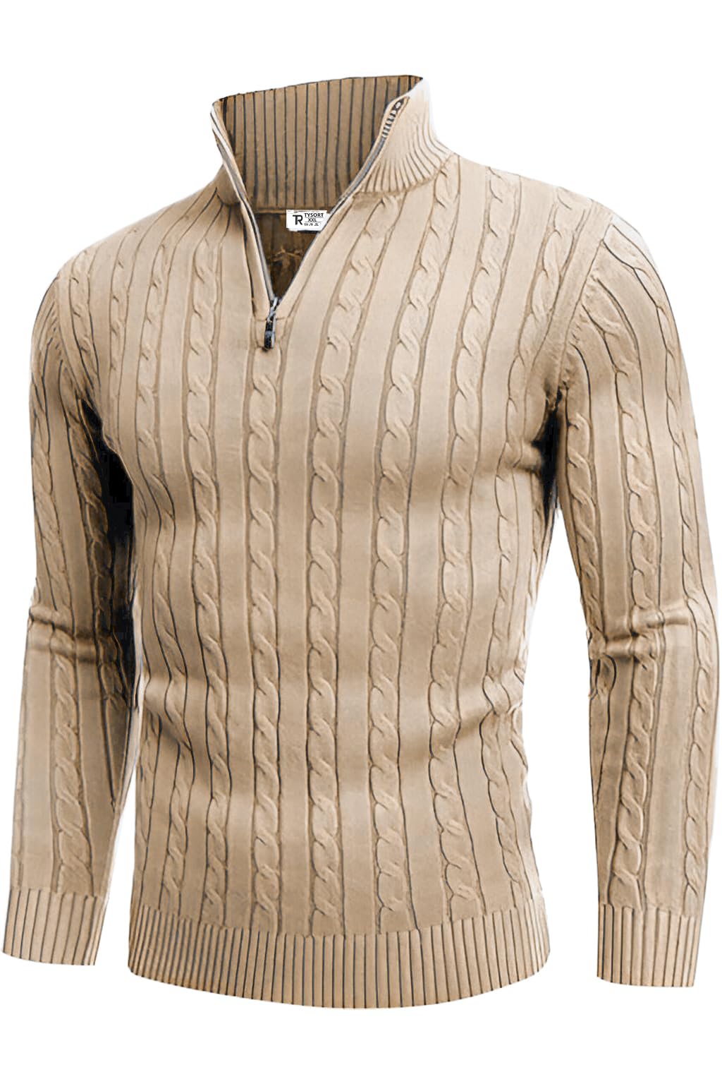 Men's Acrylic Full Sleeve High Neck Half Zipper Sweater for Men, Cable Knitted Cardigan for Men-image-19