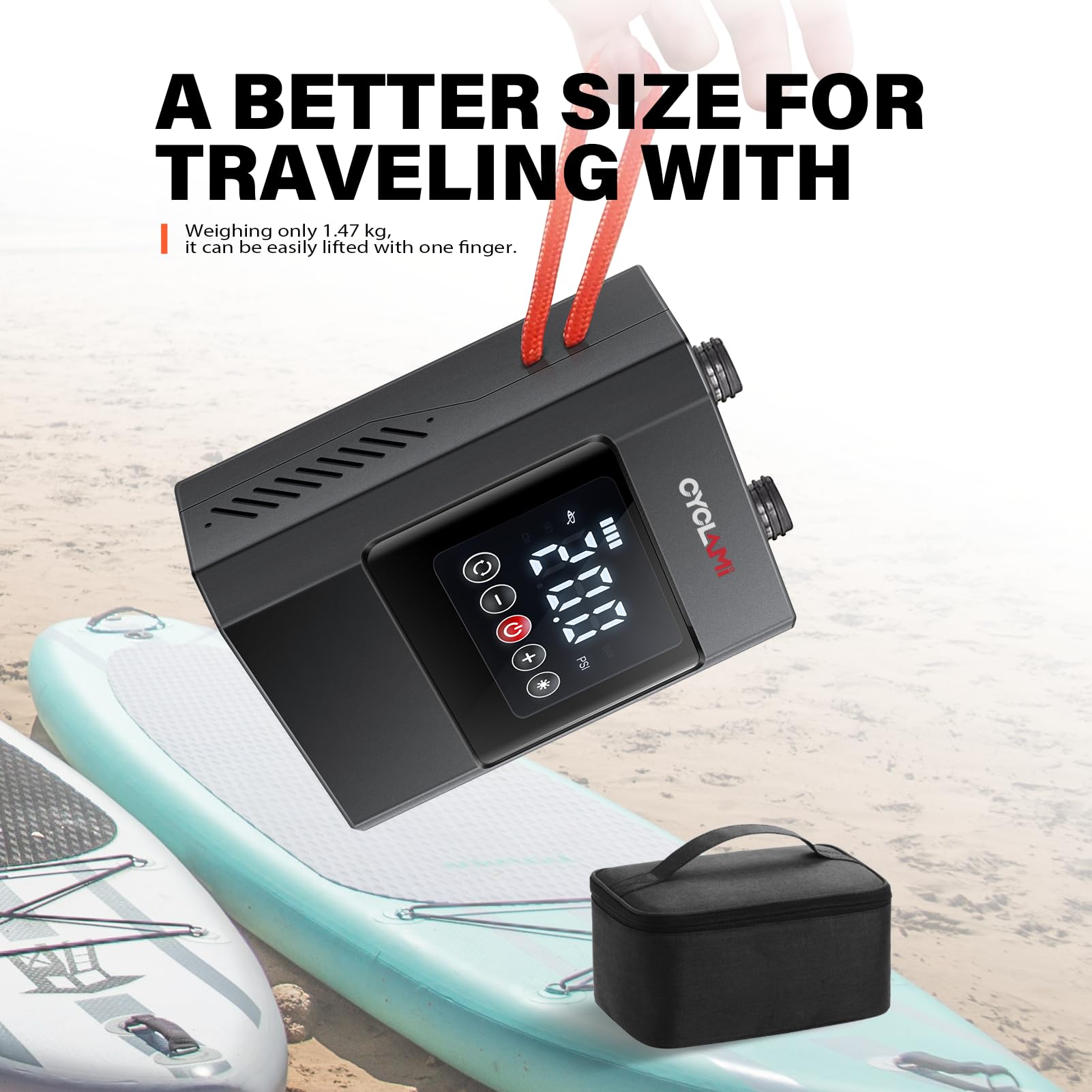Pompa Elettrica SUP 20PSI, 12000mAh ricaricabile a batteria,gonfiaggio e sgonfiaggio a doppio stadio,adatta per stand up paddle, barche, kayak e tende